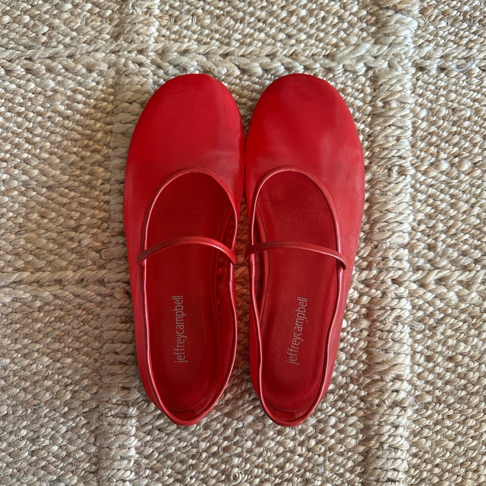 Jeffrey Campbell Red Mesh Ballet Flats - Swan Lake
